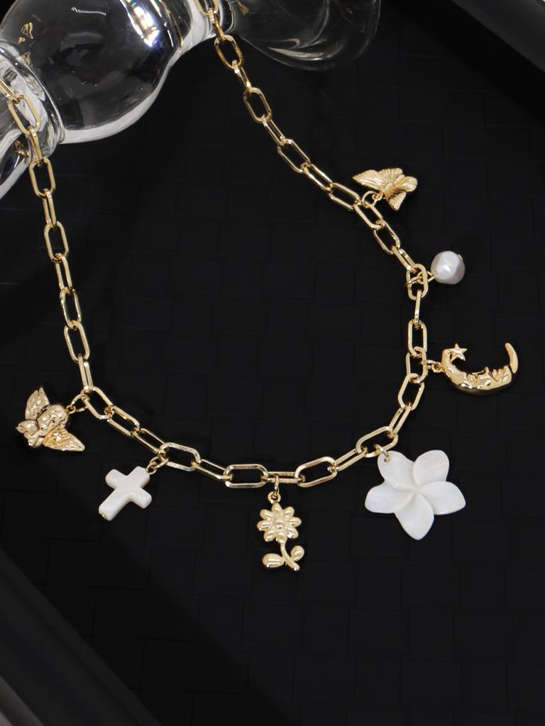 Collier Charms Œil Maléfique pour Femmes Mignon Cœur Couleur Or Bohème Colliers Soleil Lune Piment Pendentif Bijoux de Soirée Haute Qualité