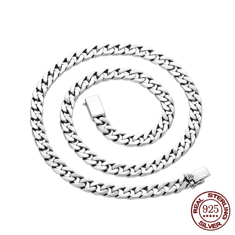 100% S925 Silver Necklace 7MM 8MM 10MM Punk 925 Silver Chains Original Certified Jewelry Gifts
