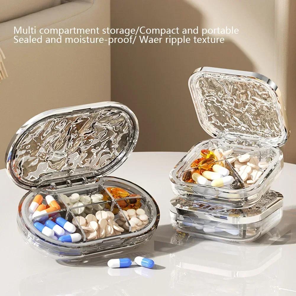 4/6 Fächer Pillenbox Tragbar Mini Medizin Pillendose Versiegelt Feuchtigkeitsgeschützt Große Kapazität Pillenaufbewahrungsbox