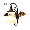 Halloween Home Decor Cute Ghost Wall Light, Wizard Hat Lamp, Decorative Light Mount Lamp for Hallway Entrance Bedroom Warm White Mounted