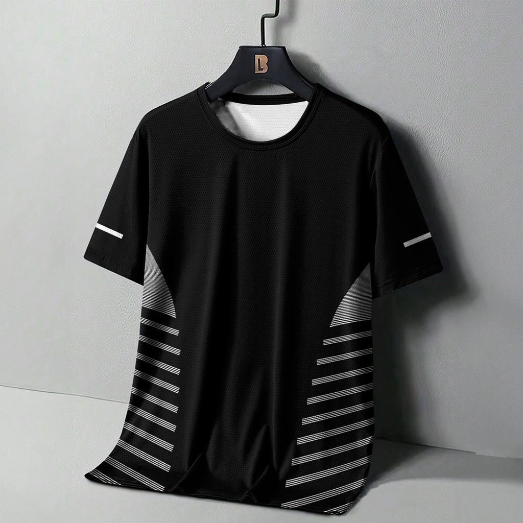 Summer Men's Running T-Shirts 3D Print Oversized Short Sleeve Tops High Elasticity Fitness T Shirt For Men Quick Dry Sports Tees