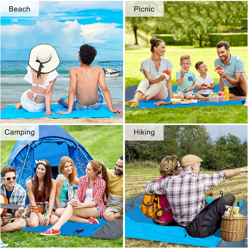 Beach Blanket 79'' X 83'' Waterproof Soft Lightweight Durable Portable Sand Mat Family Camping Picnic Travel Camping Hiking Mat