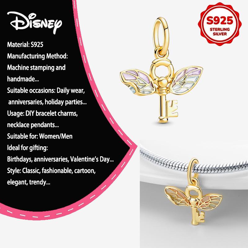 New Disney 925 Silver Winnie & Stitch Charms for Bracelet Necklace DIY Jewelry Gifts Holiday Party