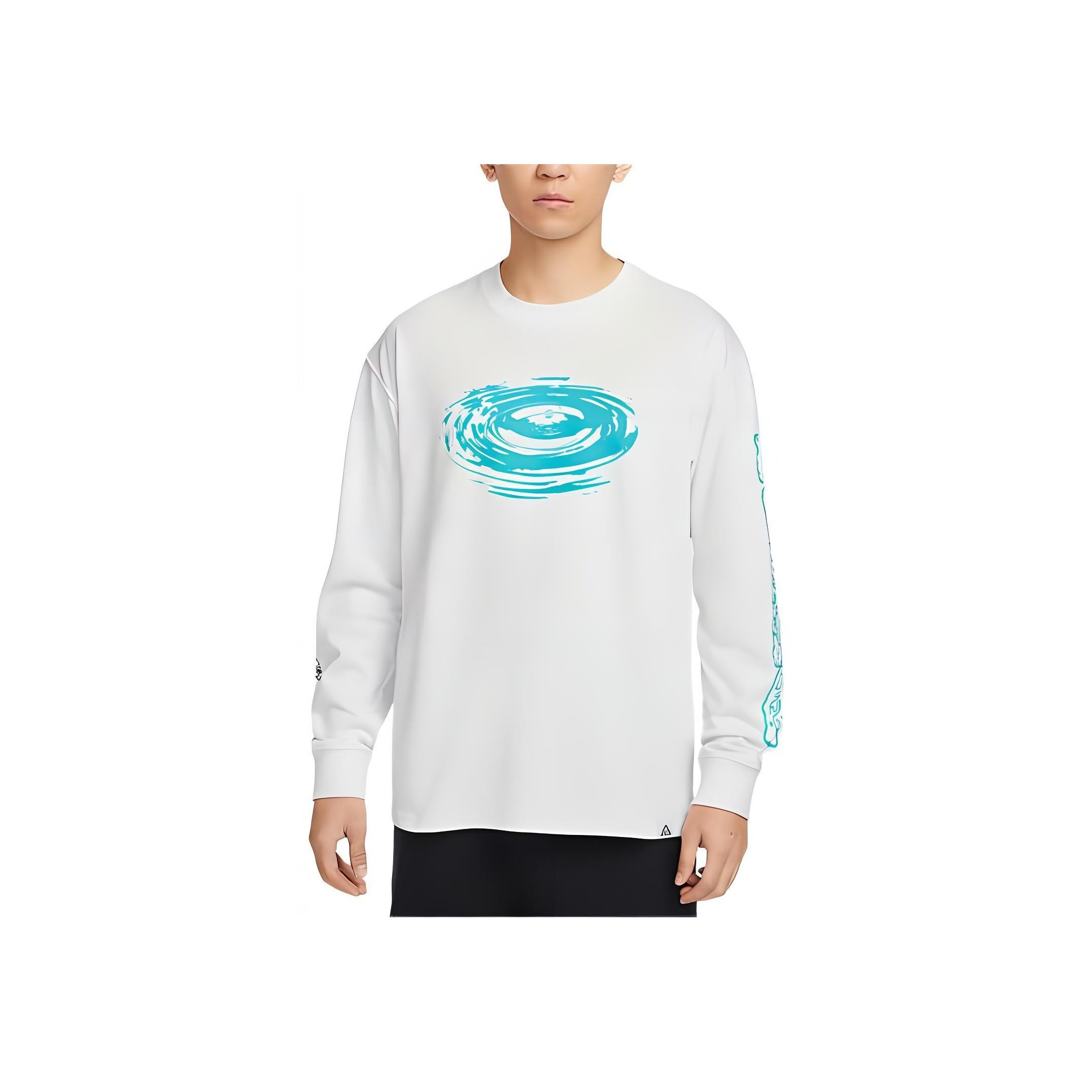 

Nike Logo Print Casual Ribbed Crew Neck Comfortable Long Sleeve T-Shirt Men Tops White FV3487-121 2XL