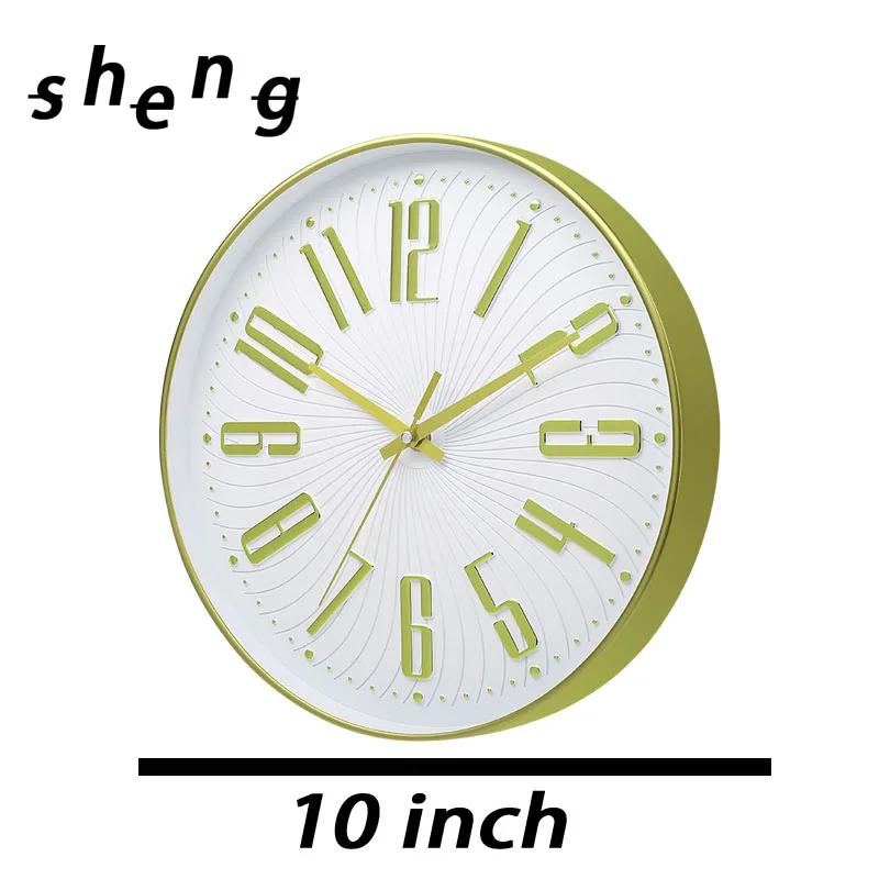 10 Inch Simple Mute Wall Clock Does Not Tick Round Three-dimensional Wall Hanging Clock for Study Classroom Living Room School