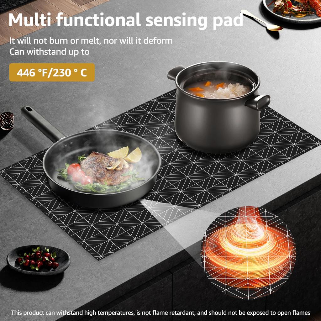 Induction Cooktop Protector Mat Nonslip Induction Protector Heat Resistant Magnetic Induction Stove Cover for Home Kitchen
