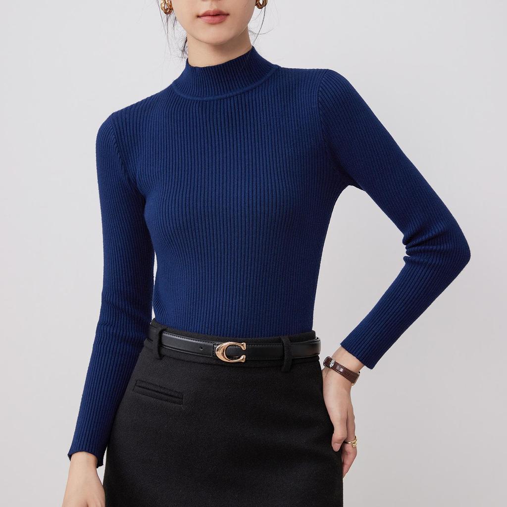 Women's Long Sleeve High-Neck Slim Fit Knit Sweater - 2025 Autumn/Winter Collection