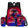 Learn, Travel Football Star School Bag L-Lamin Yamal 3 Pcs Set with Front Pocket Backpack Lunch Bag, Pencil Case, Sport Rucksack
