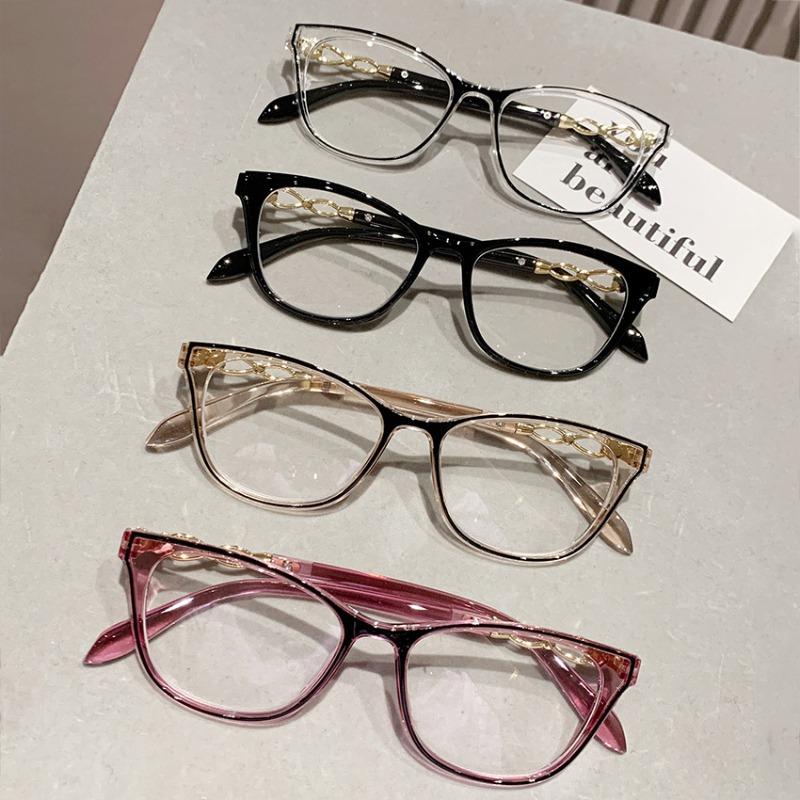 Cat Eye Reading Glasses Women Fashion Anti-Blue Light Metal Chain Legs Eyeglasses Vintage Presbyopic Eyewear