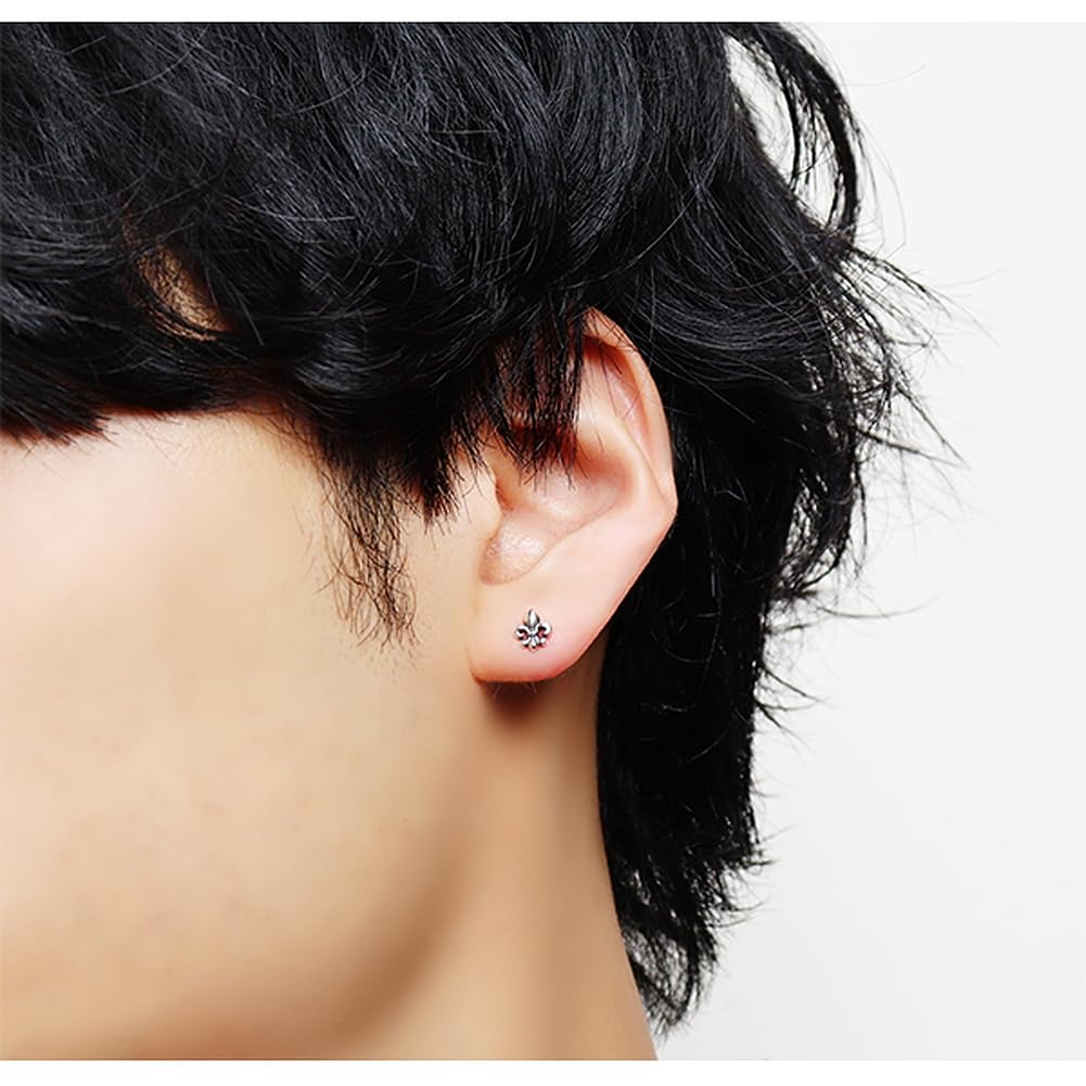 [Shinjuku Gin no Kura] M's Collection Special Edition Lily Emblem Stud Earring, Single Ear, 925 Sterling Silver, Fleur-de-Lis, Lily