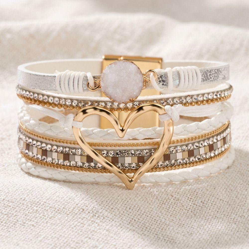 Braided Bohemian Style Bracelet Crystal Stacked Zircon Bracelets Female Jewelry