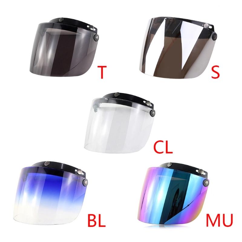 Visiera a 3 bottoni Bubble Shield Visiera per casco Open Face Lente frontale per guida moto