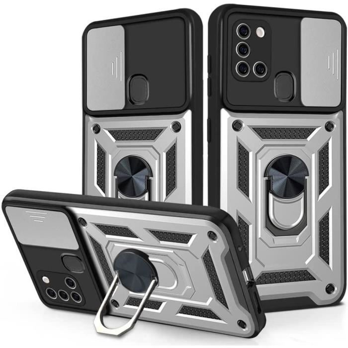 Ochranný kryt - PROSHOP - pro Samsung A21S - Stříbrný - Pevný - Nárazuvzdorný s kroužkem