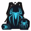 3PCS Blue Spider Print Backpack Set | Roomy Casual Backpack with Matching Clutch & Tote Bag, Ideal for School, Travel, Daily Use