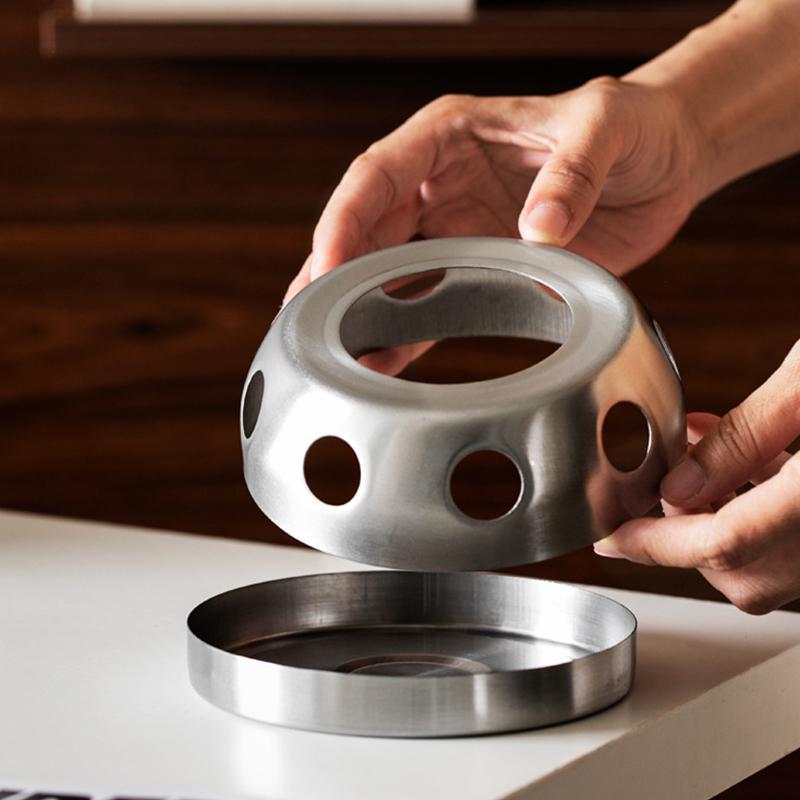 Stainless Steel Round Base Candle Heater Teapot Warmer for Coffee Milk Tea Cup Holder Home Kitchen Accessory