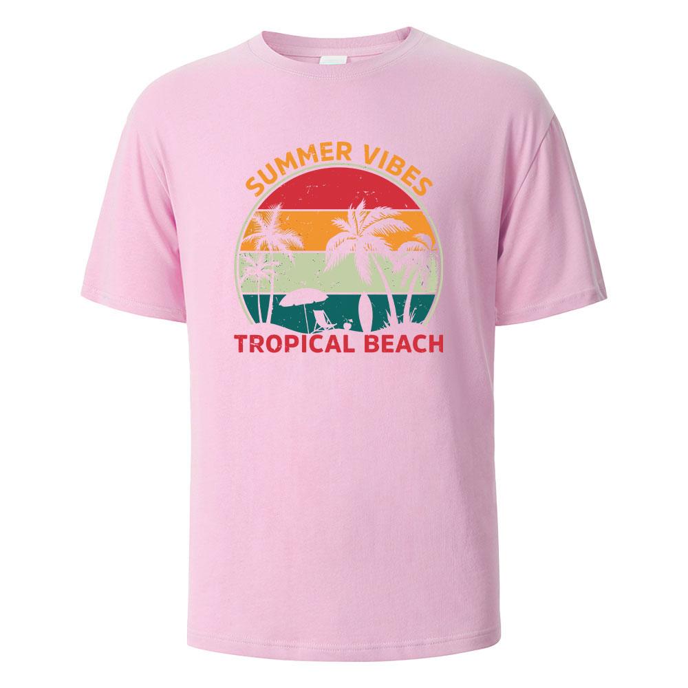 SummerVibes Printing Mens Tshirt Casual Breathable Tshirts 100Cotton Funny Tops Street Oversized TShirts For Men Women Oneck