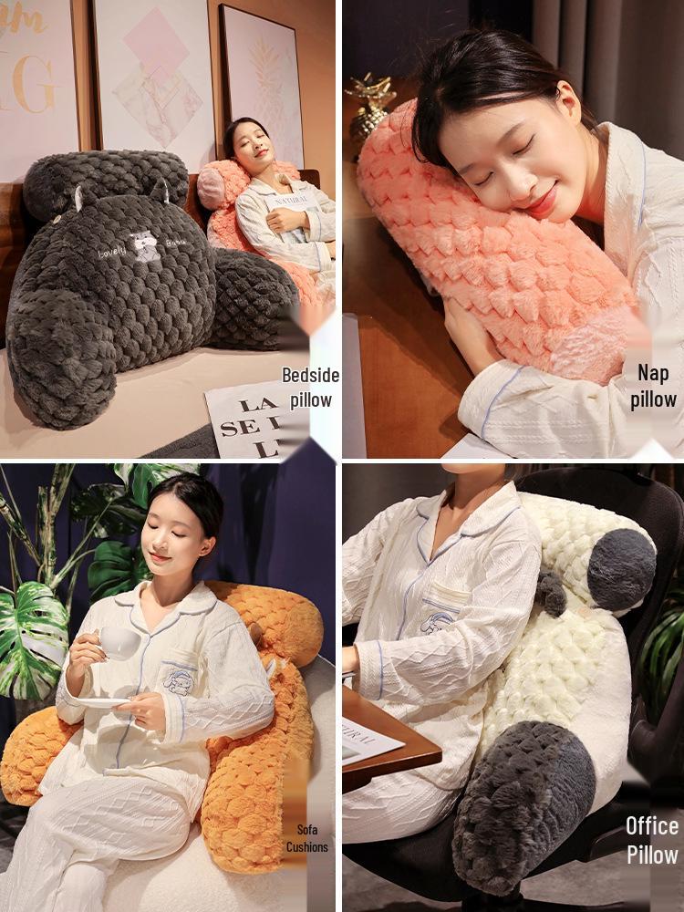 Cartoon Turtle Velvet Lumbar Support Cushion - Soft, Removable, Washable Seat & Sofa Backrest for Bedroom