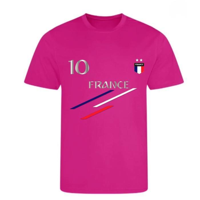 Children's Football Kit - NPZ - France Style - Fuchsia Pink - White Shorts - 100% Polyester