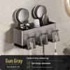 Wall-Mounted Suction Toothbrush & Toothpaste Holder with Aluminum Storage Shelf