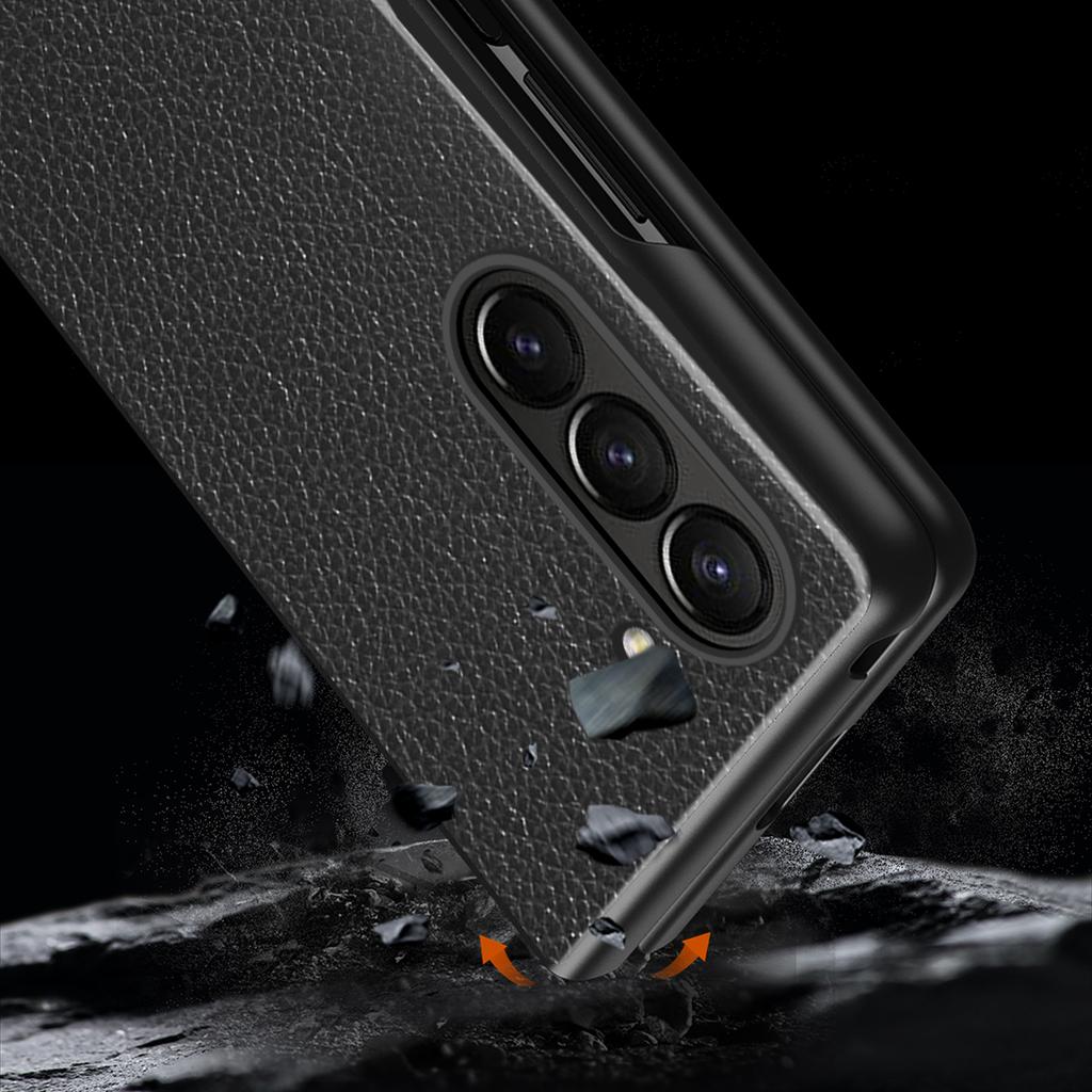 For Samsung Galaxy Z Fold6 5G Case Litchi Texture PU Leather Coated PC Phone Cover