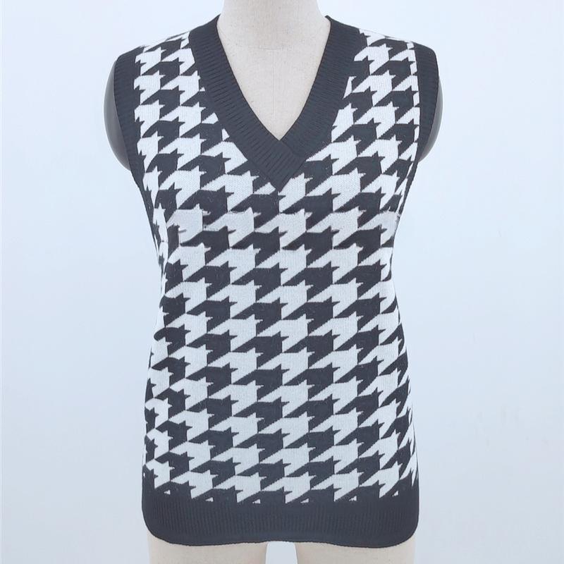 

IHUASU женский осенне-зимний пуловер с V-образным вырезом модный трикотажный свободный цветочный джемпер маленький жилет XL чёрный