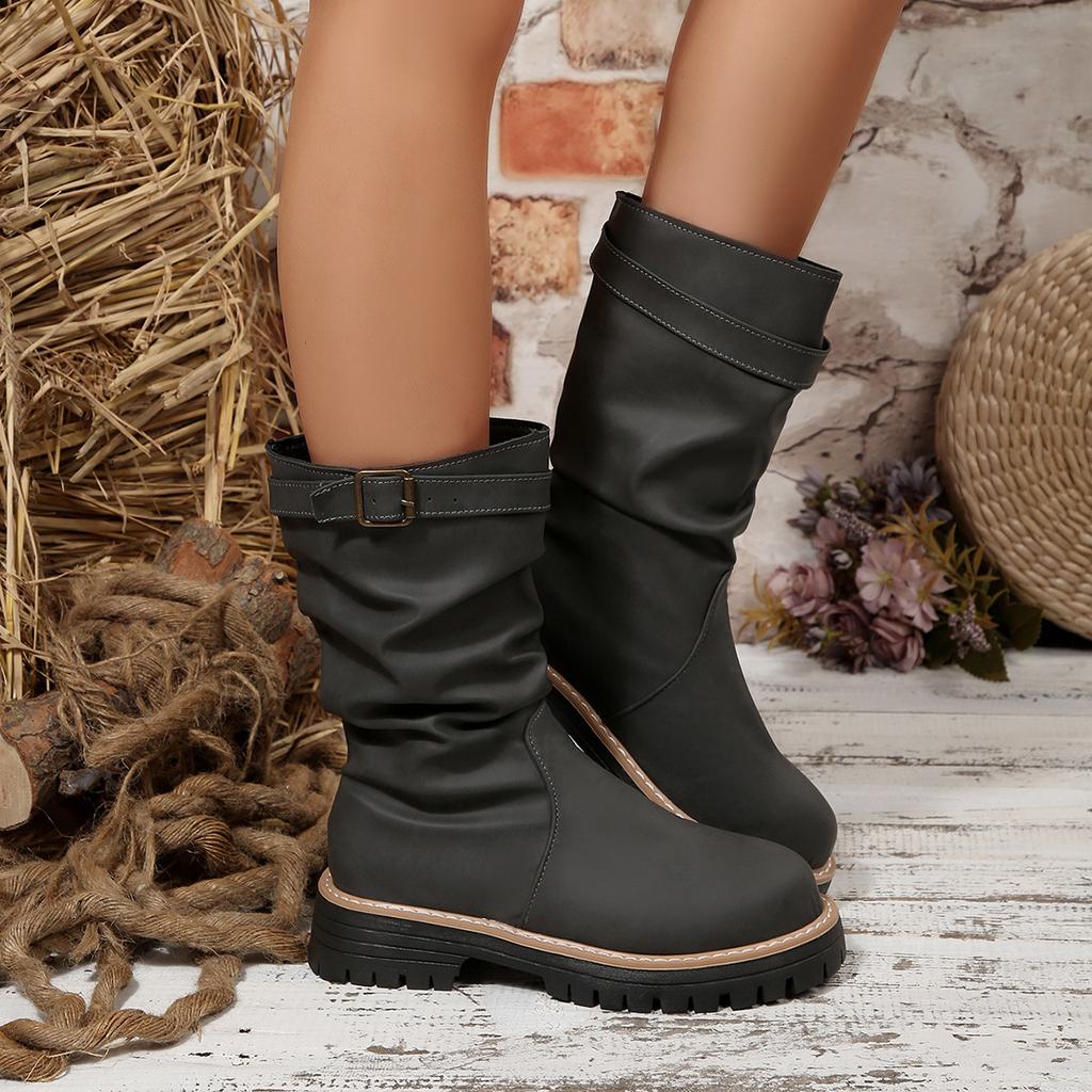 Korean Solid Color Boots with Fleece To Keep Warm In Autumn and Winter 25 Years