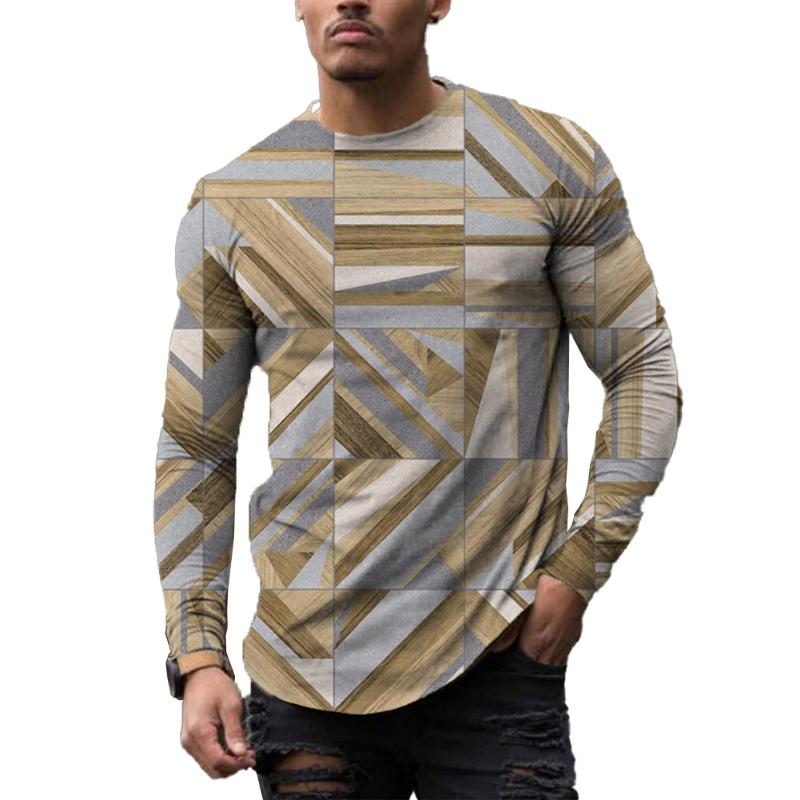 

Fashion Men s 3D Print T-shirt Slim Long Sleeve Round Neck Muscle Pullover Activewear Tees Tops T Shirt Man Clothing