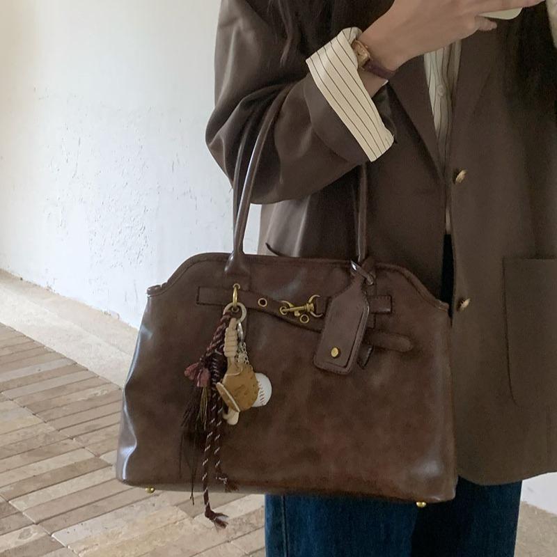 Retro lazy briefcase bag women's large-capacity texture versatile simple niche design portable shoulder tote bag