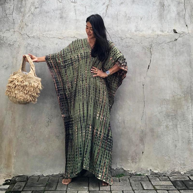 Šaty Bohemian Beach Kaftan pro ženy Barva na kravatu Letní Maxi Župan Letní Plavky Přikrývky Sváteční plavky