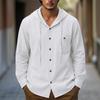 Spring and Autumn New Men's Pocket Decorated Long Sleeve Shirts Beach Casual Hooded Tops