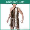 High Quality Unisex Adult Caveman Costume For Halloween With Tiger Print Design