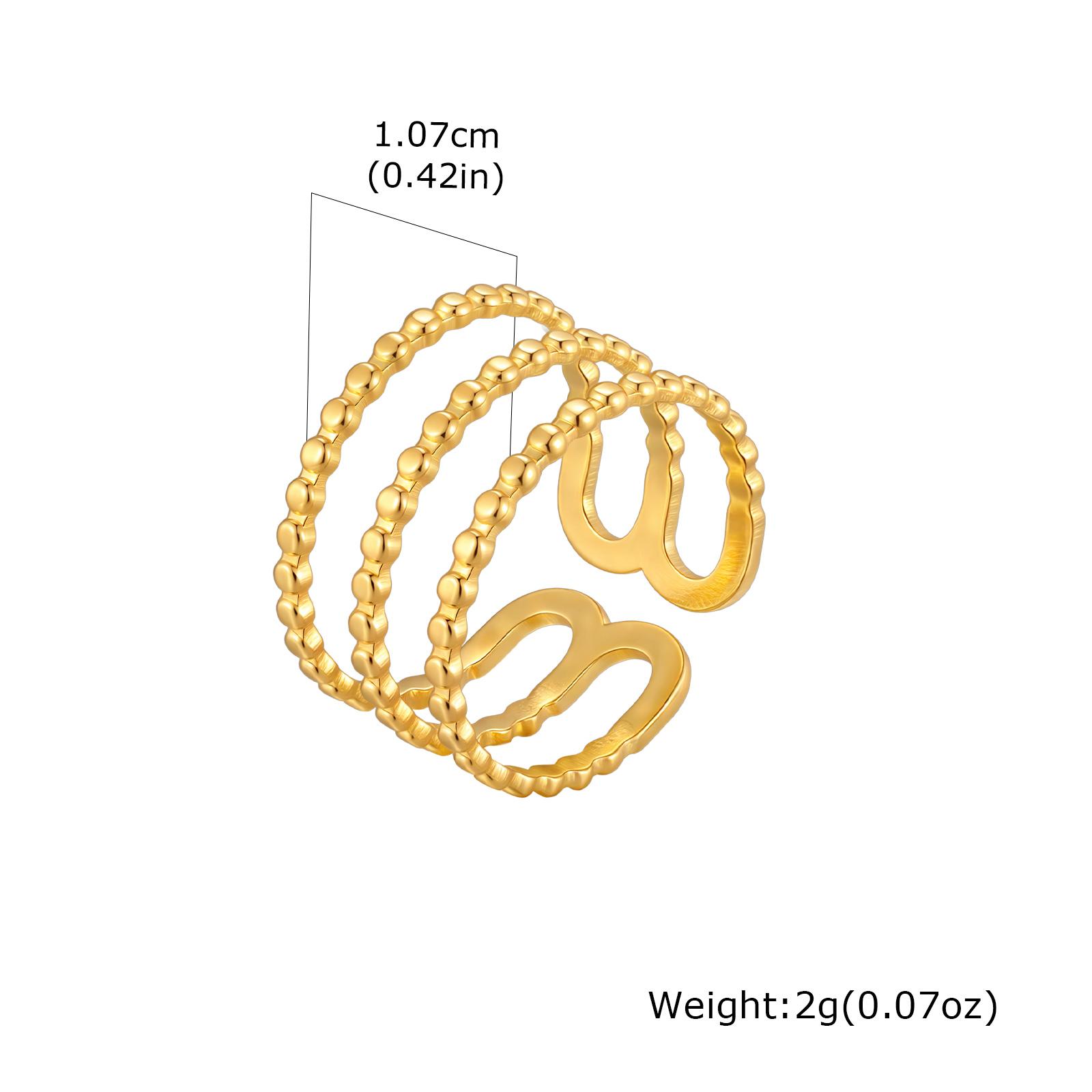 Vnox Gold Color Lrregular Hollow Multi-layered Lines, Stainless Steel Snake Shaped Open Ring for Women, Twisted Open Rings Gift