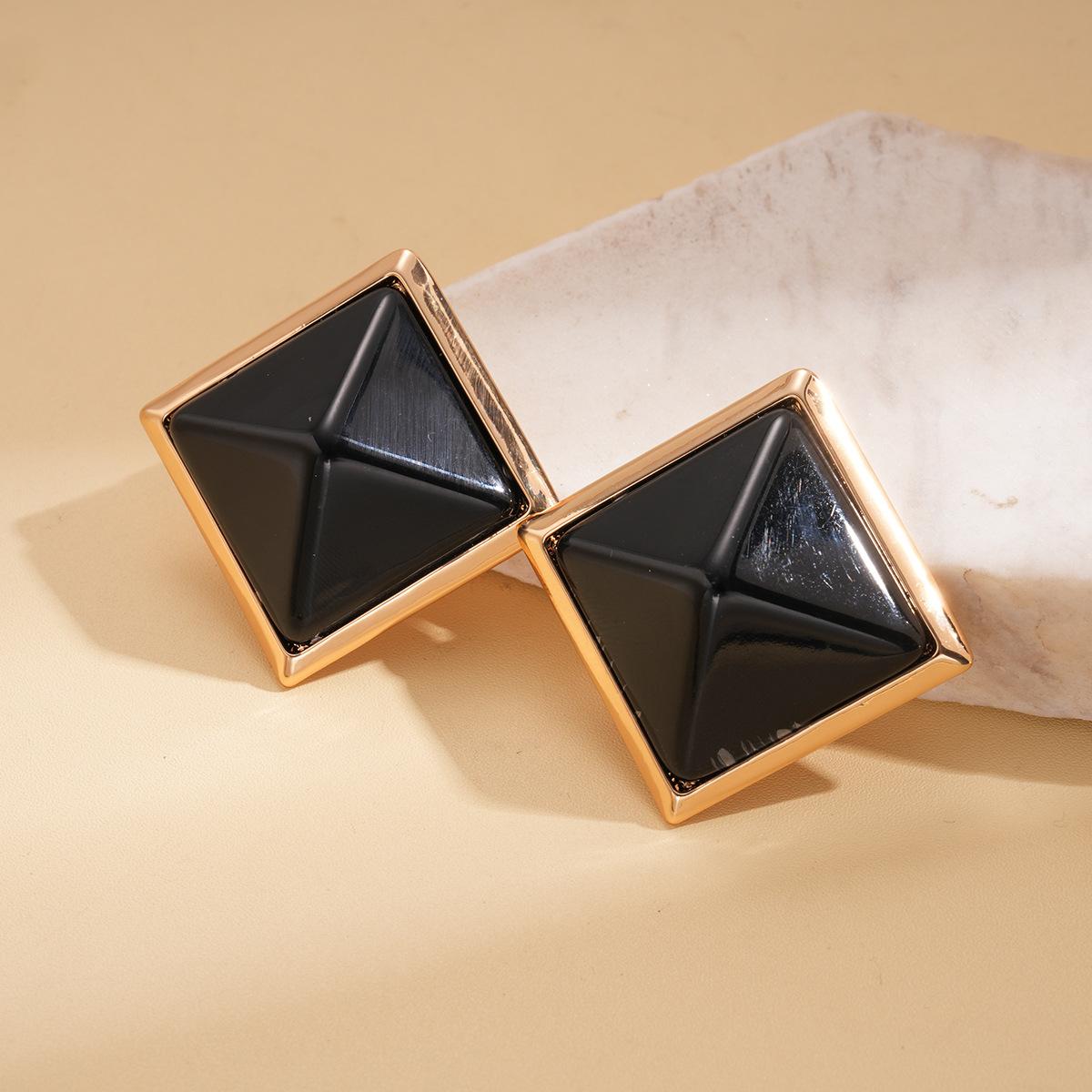 Квадратные Геометрические Серьги-Гвоздики из Смолы с Серебряной Иглой Простые Серьги Винтажные Серьги