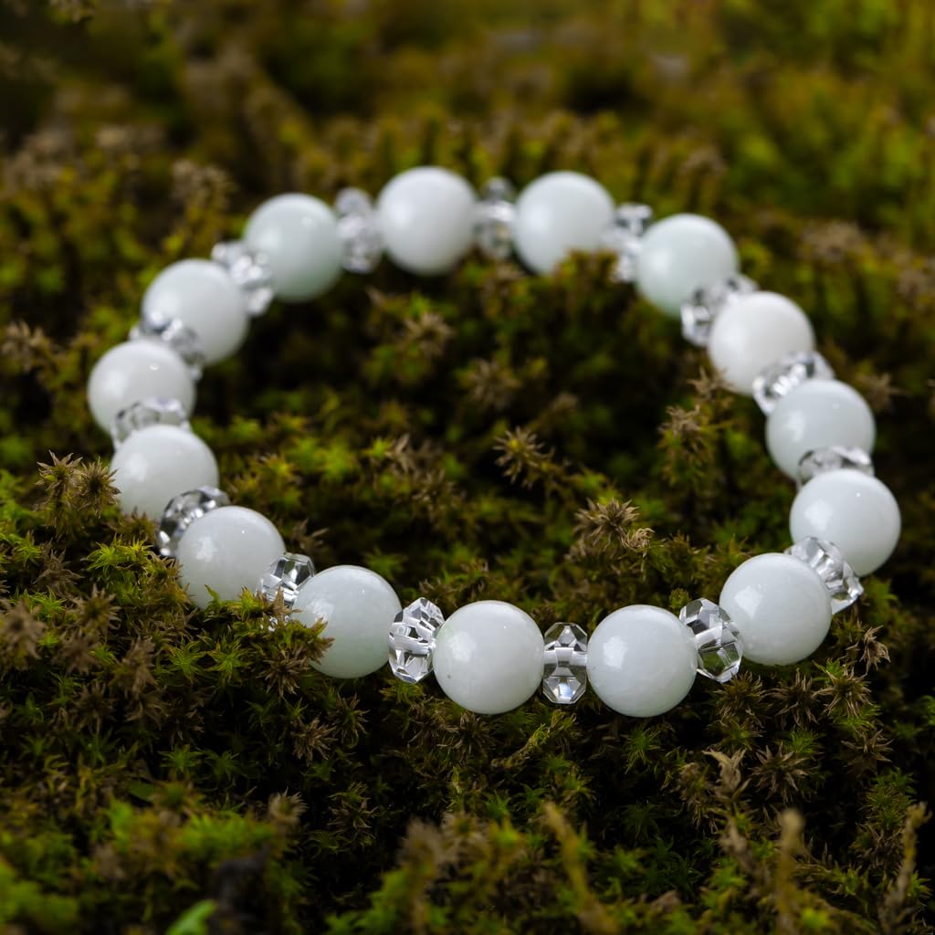 14cm Itoigawa Natural Jadeite White with Japanese National Jomon Power Stone Jadeite Workshop Special Paulownia Wood Quality Certificate ABR0877 (8mm