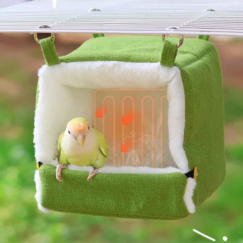 Soft USB Heated Bird Nest Comfortable Hanging House for Parrots with Modifiable Temperature Control Fleece