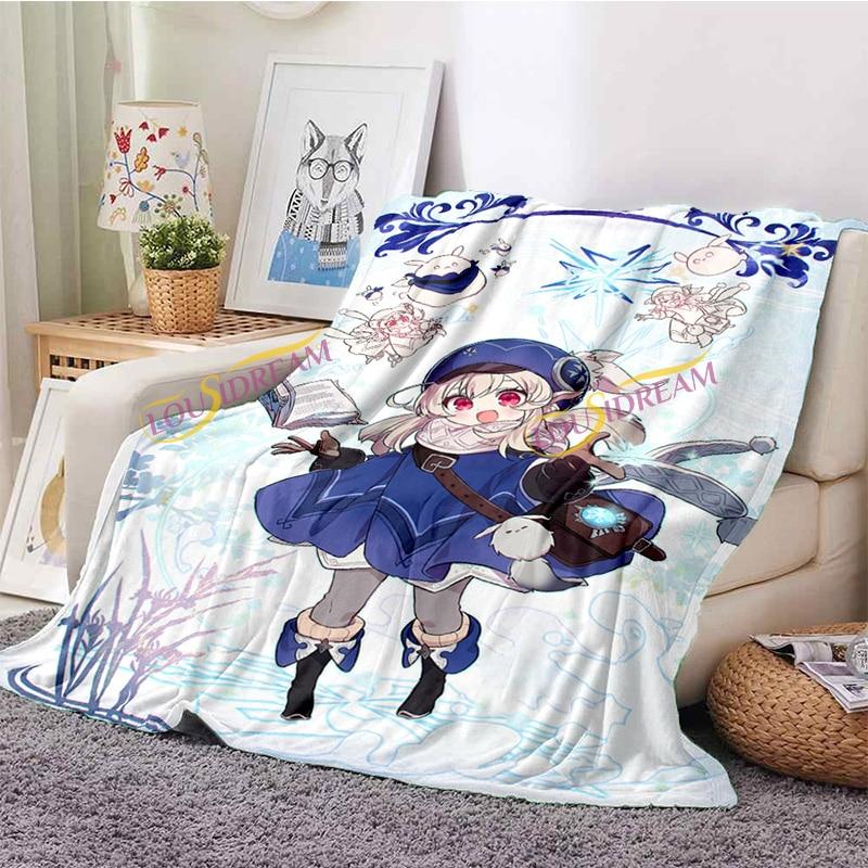 Fashion Genshin  Blanket Flannel Four Seasons Quilt Anime Breathable Super Warm Throw Blankets for Bedding Travel Bedding  Gifts