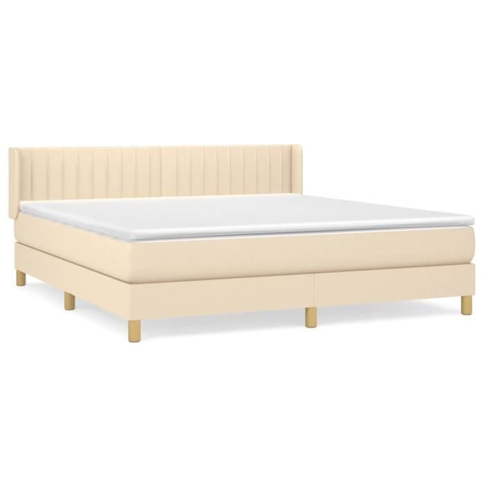 3130454 vidaXL Divan Bed with Mattress Cream 180x200 Cm Fabric