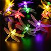 Colorful Dragonfly Solar String Lights Outdoor Waterproof Dragonfly Lights Festival Night Lamp Patio Garden Wedding Decoration