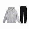 Loose Fit Letter Print Hooded Sweatshirt And Comfortable Fleece Long Pants Casual Sports Suit Unisex Sweatshirt And Pants AWDU673-1+AKLSC99-1