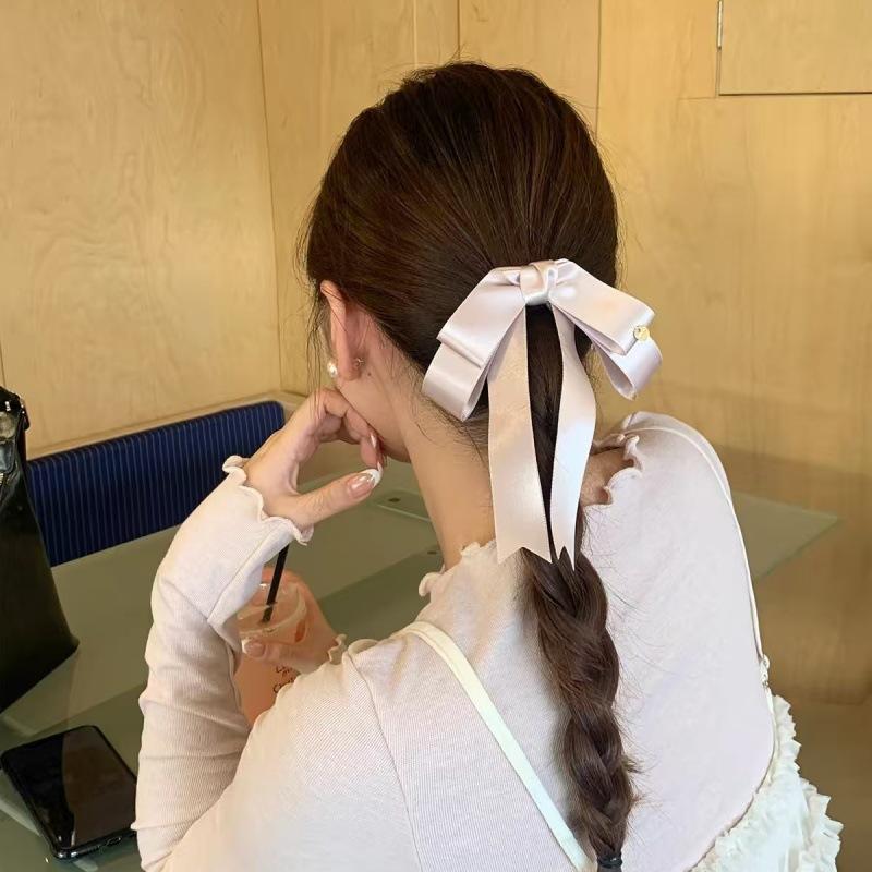 

Elegant Satin Bow Hair Barrettes Black French Spring Hair Clips Back of Head Baby Hair Grips Vintage Daily Fashion Accessories