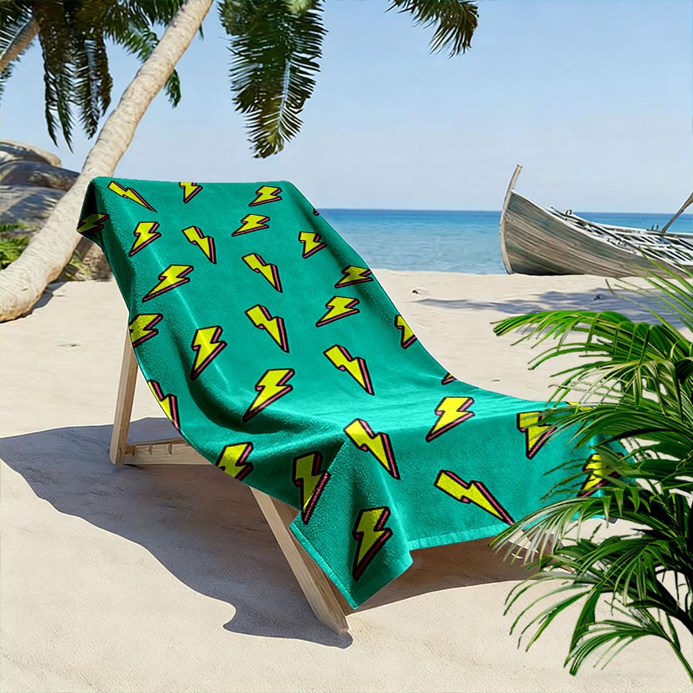 Yellow Lightning Bolt Pattern Beach Towel Quick-drying for Travel Outdoor Sports Jogging Beach and Swimming
