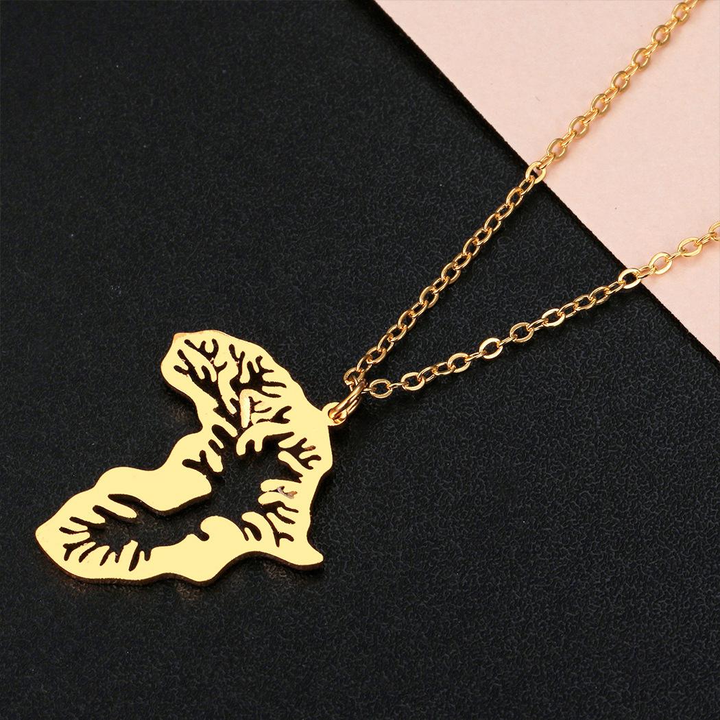 Necklace Women s High-end African Map Tree of Life Pendant Necklace 60CM