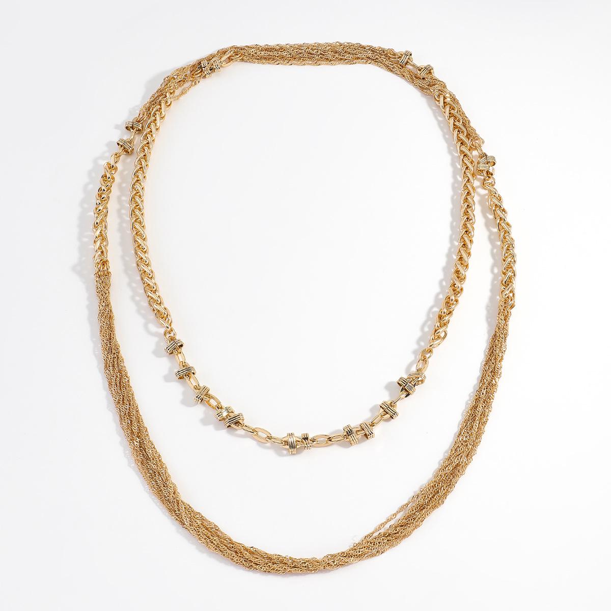 Retro multi-layer stacked woven necklace, exaggerated personality, simple winding chain, versatile design, sense of decoration золотой