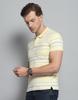 Monte Carlo Mens Striped Yellow Collar Neck Half Sleeve T-Shirt