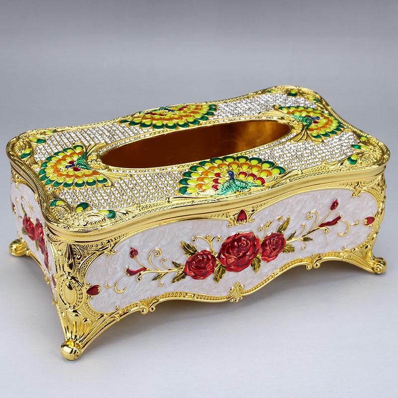 New high-grade extractive tissue box European paper drawer box with drill universal zinc alloy metal paper drawer box