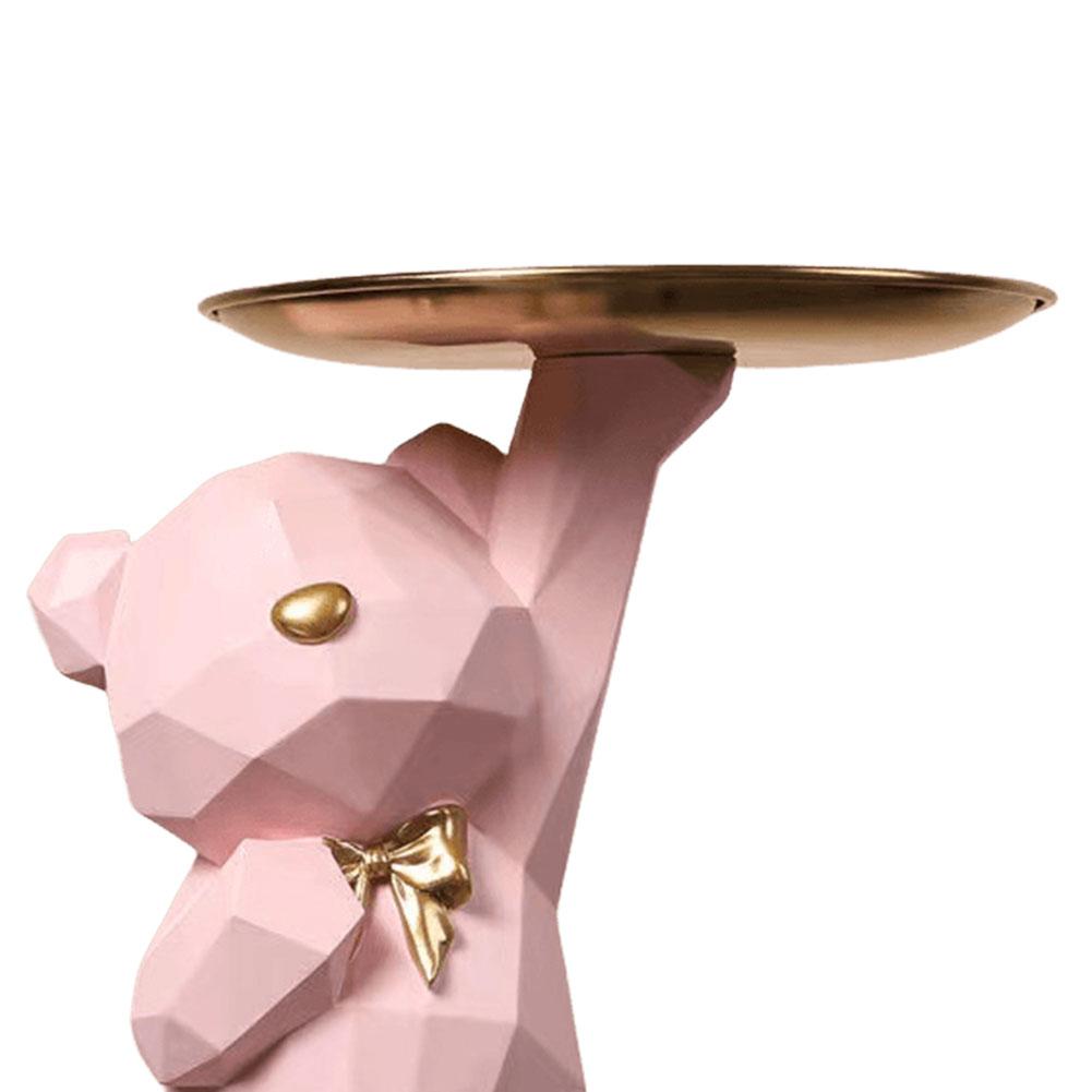 Harz Geometrischer Bär Aufbewahrungstablett Reizende Nordische Bärenskulpturen Schlüsselhalter Niedliches Bären-Aufbewahrungstablett Statue Tischdekorationen