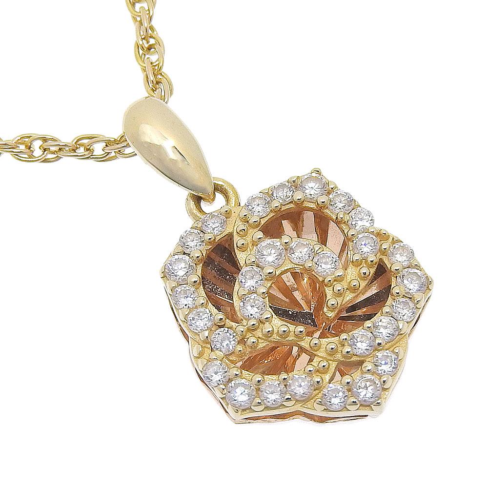 

flour Necklace K18 yellow gold/K14 Yellow Gold/diamond flour 4.8g Women Used