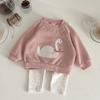 Swan Pattern Thick Knit Sweater & Pants Set for Babies & Children - Warm Two-Piece for Autumn/Winter