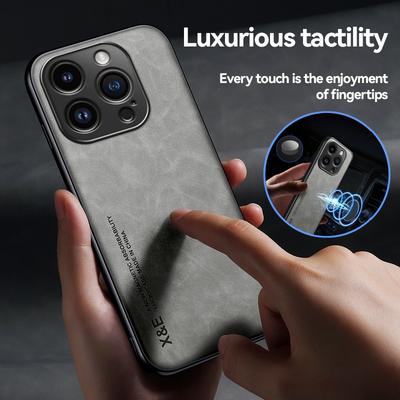 iPhone 16 15 14 13 12 11 Pro Max Mini Plus XR XS X SE 15Pro için Lüks Manyetik Deri Kılıf Darbeye Dayanıklı TPU Silikon Arka Kapak