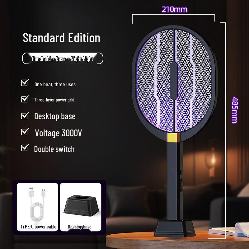 

Электрическая мухобойка и москитная ракетка с USB-подзарядкой: 3-в-1, Дизайн «Два в одном» для бытового использования USB